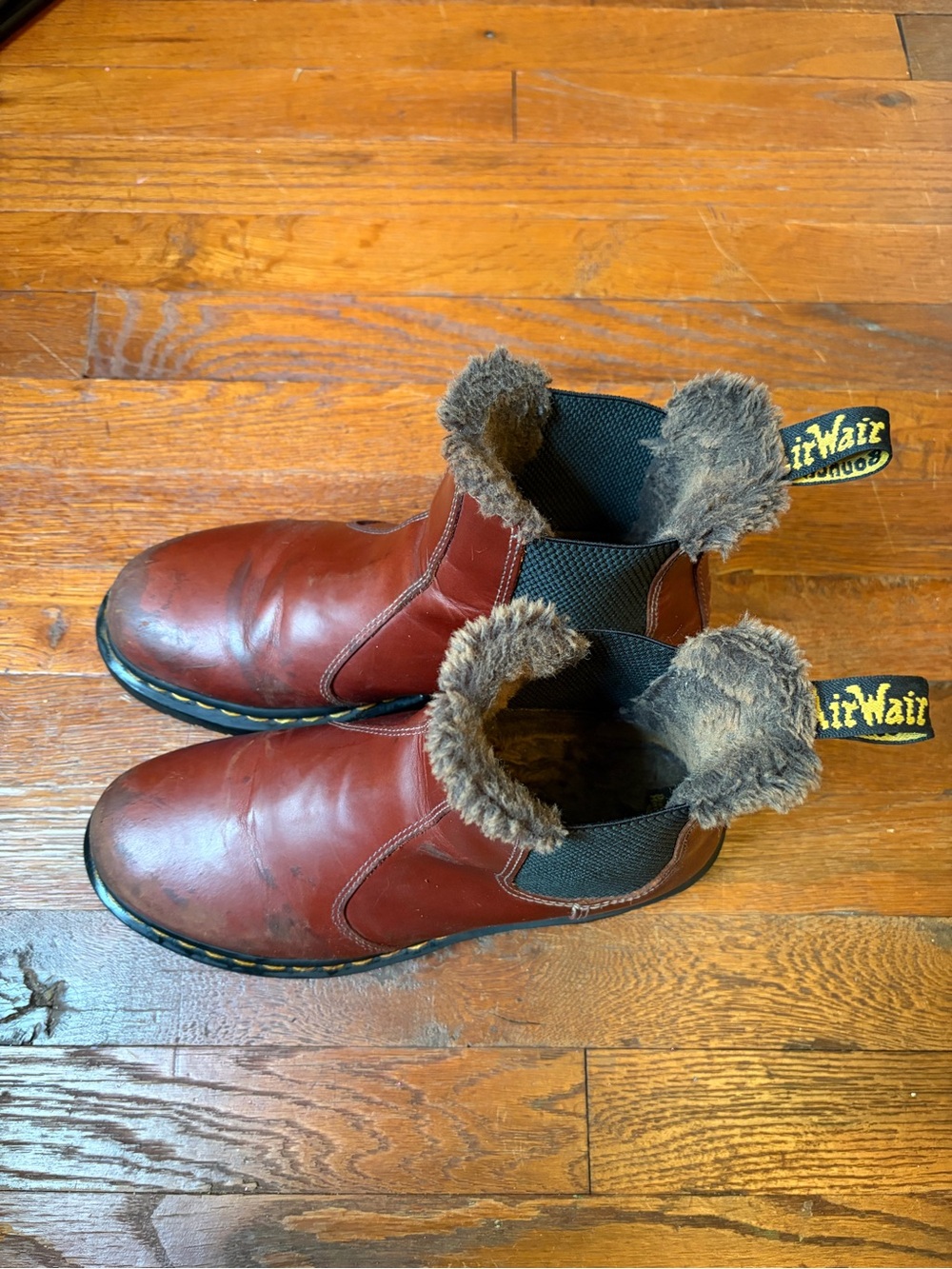 Dr. Martens 2976 Leonore Faux Fur Lined Chelsea Boots in brown leather